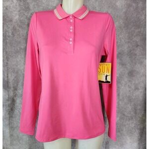 Swing Control Womens Small Velocity Polo Golf Shirt Pink Long Sleeves NEW